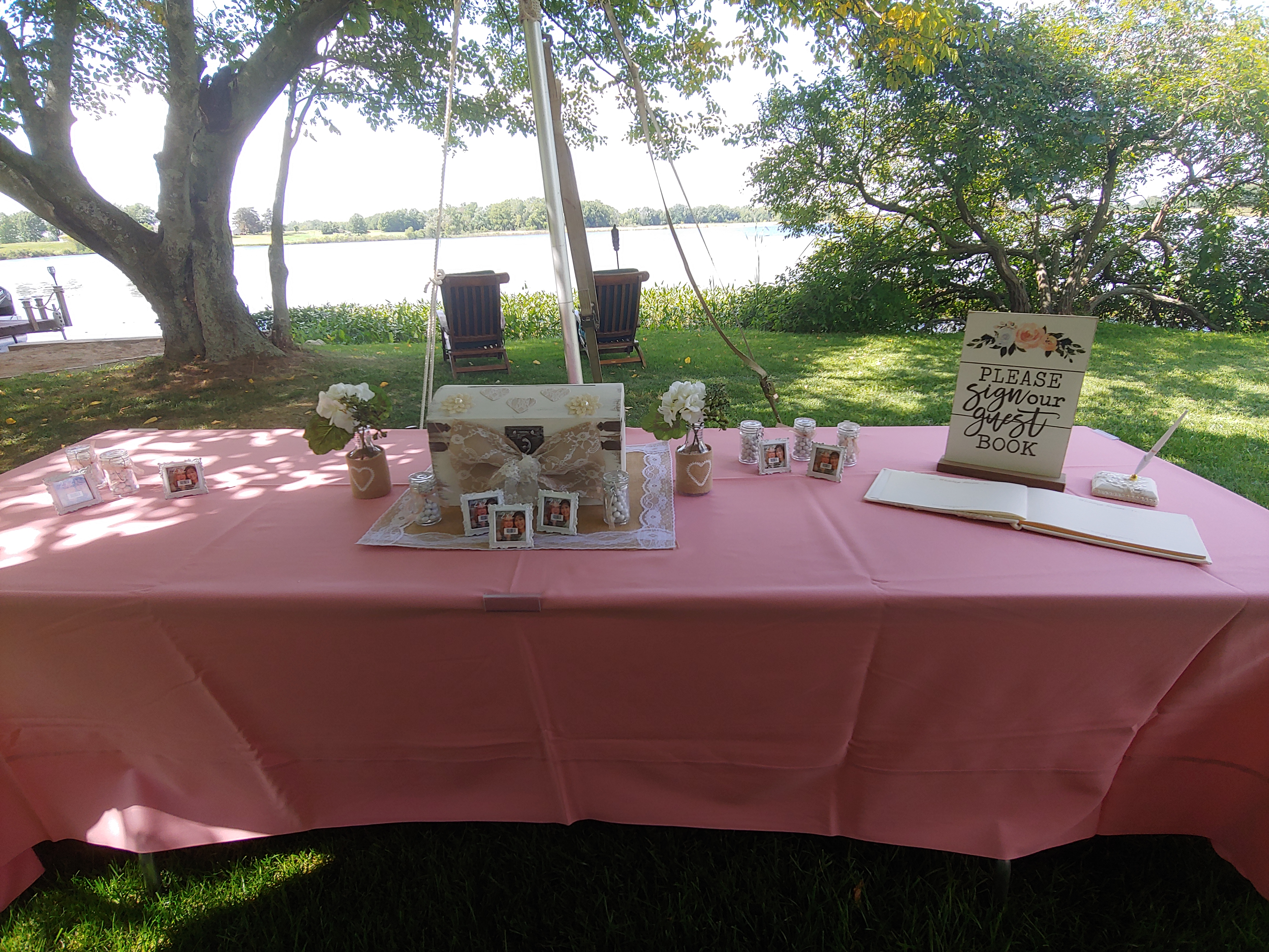 Venue photo -- tent with lakeside backdrop